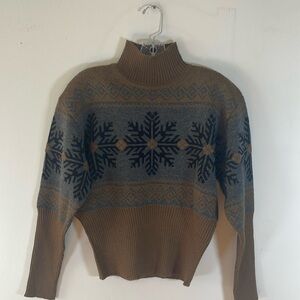 VINTAGE NILS SNOWFLAKE SKI SWEATER MOCK NECK MEDIUM BB